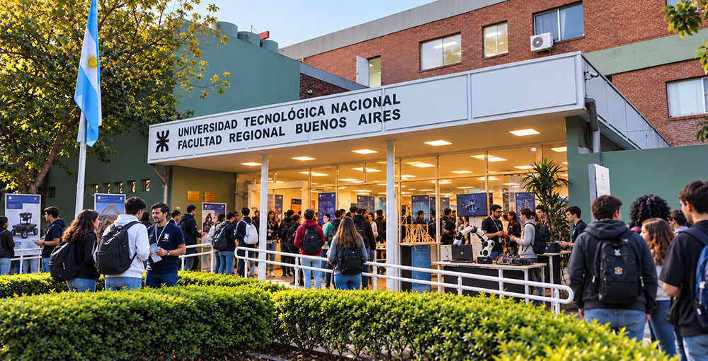 Estudiantes recorren los stands de la Expo Carreras en la sede Campus de la UTN Buenos Aires