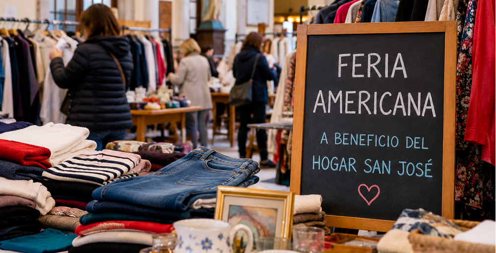 Feria americana a beneficio del Hogar San José en la Ciudad de Buenos Aires, una iniciativa solidaria cuya recaudación contribuye al acompañamiento de personas en situación de calle.