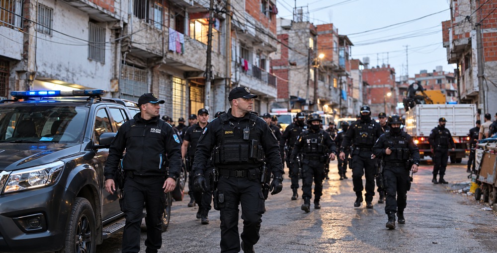 Megaoperativo Tormenta Negra en villas y barrios populares de la Ciudad de Buenos Aires, con más de 1.500 policías desplegados para reforzar la seguridad y realizar controles simultáneos.